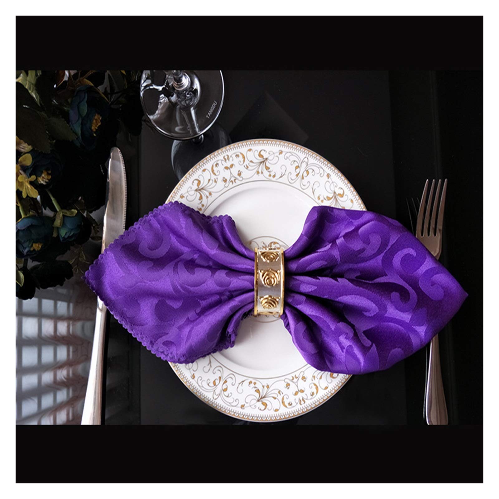 Cloth Dinner Table Napkins, Dinner Napkins 10pcs, Multicolor Square Embroidered Cloth(Purple)