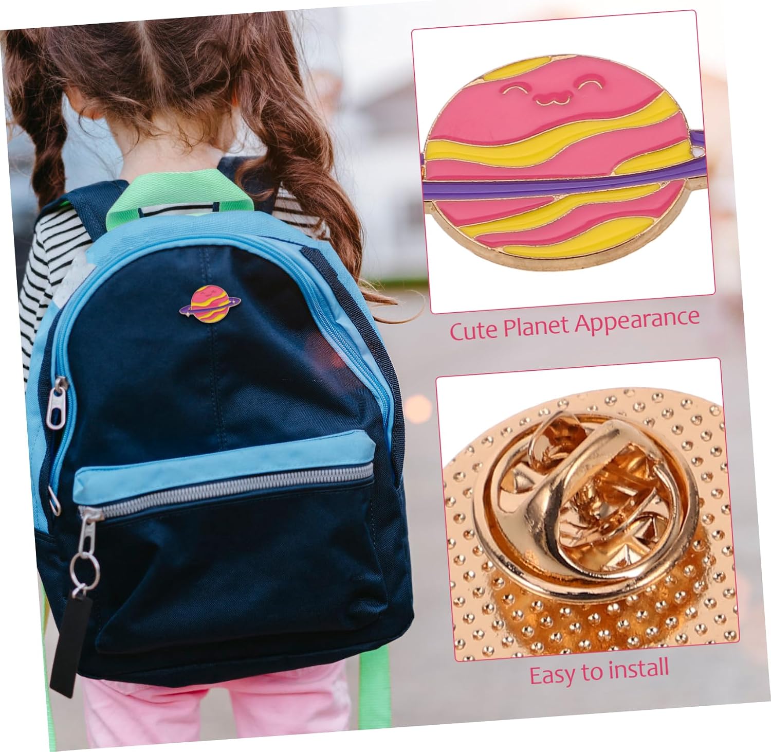 NOLITOY 3pcs Cute Space Planet Enamel Pins Brooches for Boys and Girls for Backpacks School Bags Outer Space Themes Unique Universe Accessories