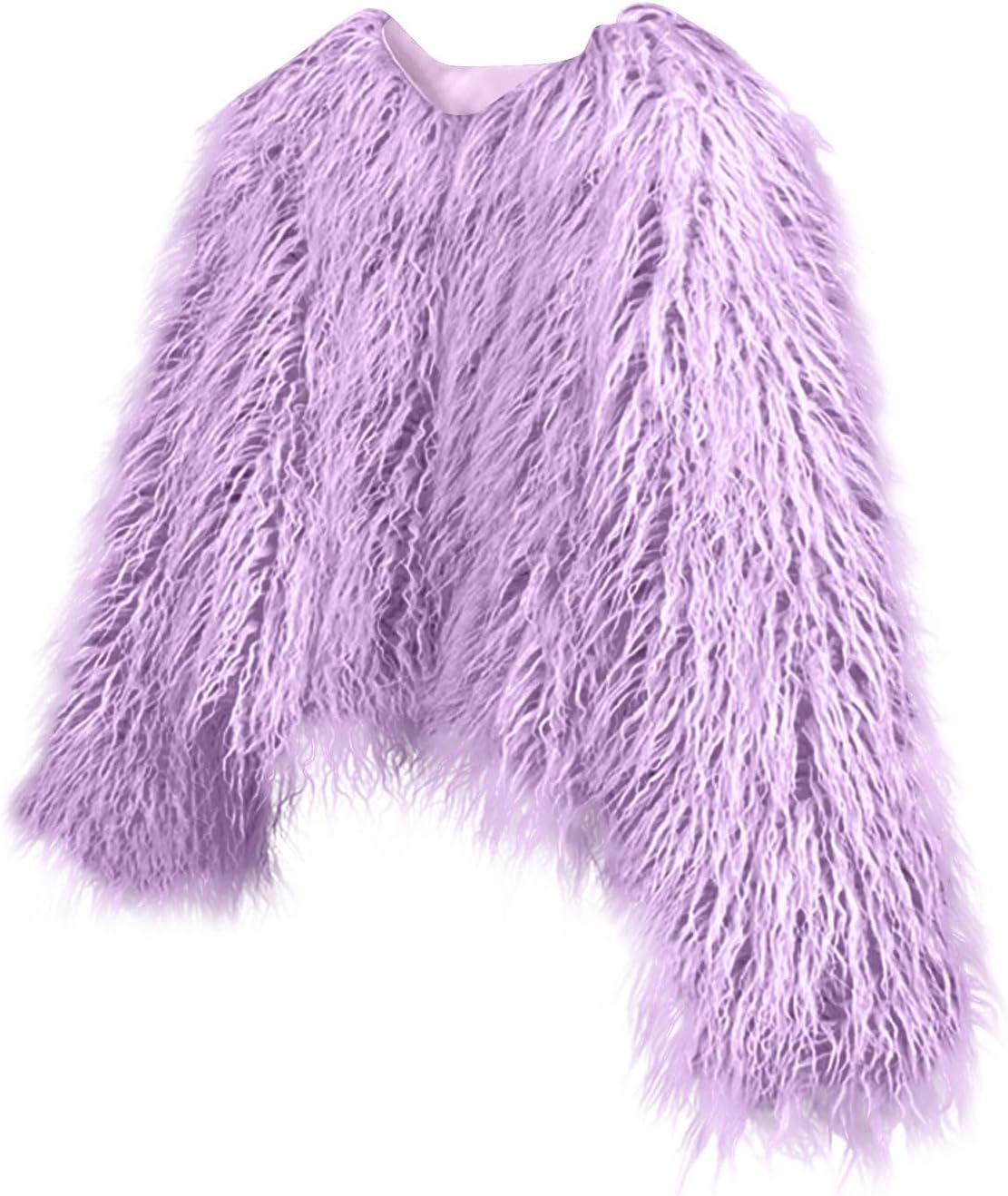 Faux Fur Jacket Women Cropped Fuzzy Fleece Open Front Shaggy Cardigan Long Sleeve Fluffy Winter Short Coat Outwear