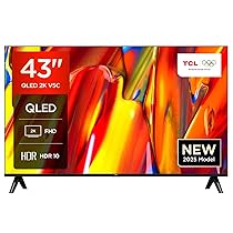 TCL 43V5C QLED FHD TV LED Direct Smart da 43” con Android TV e HDR – Compatibile con Google Cast e Google Home, design sottile, 2025