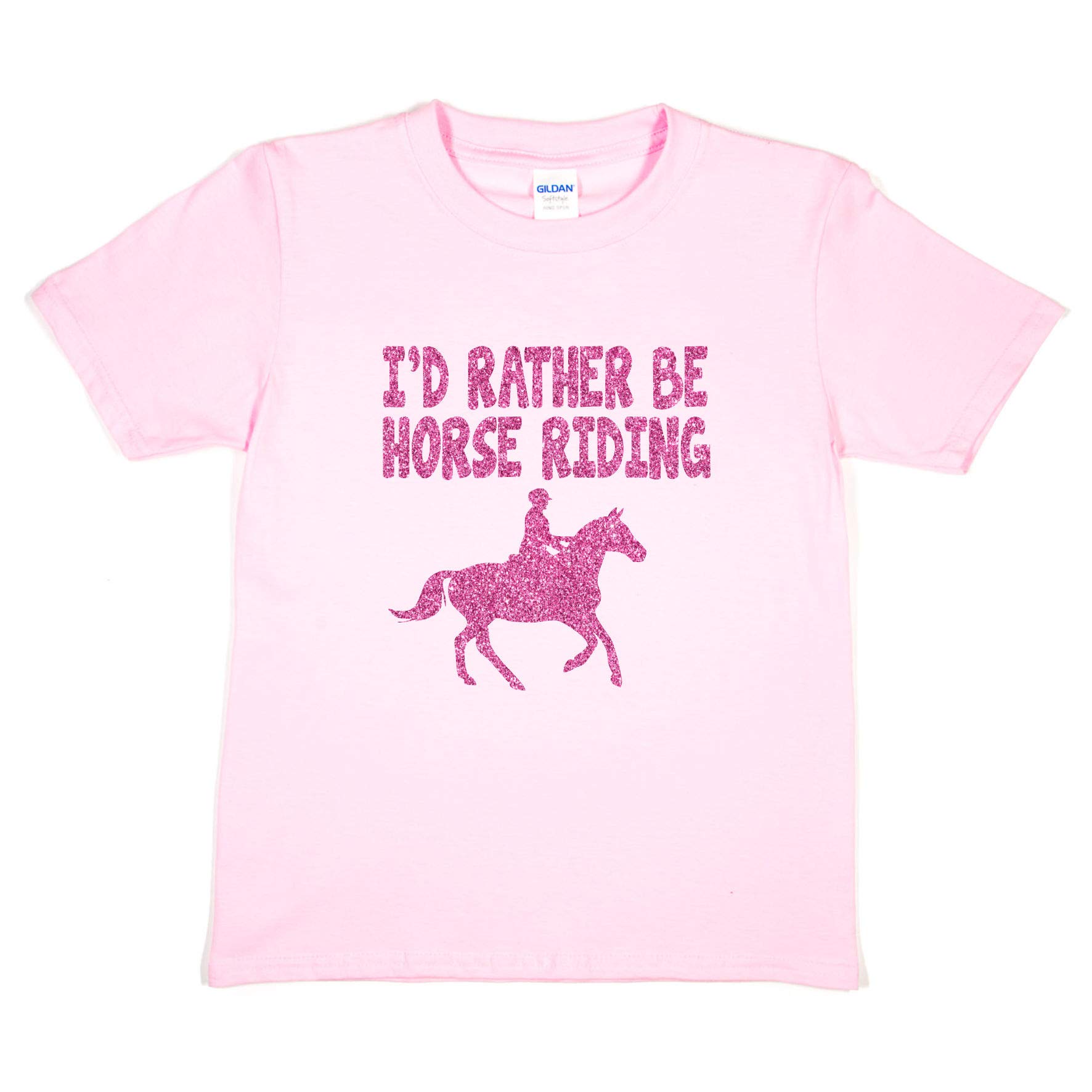 Print4U Girls T-Shirt I'd Rather Be Horse Riding Age 5-6 Pink