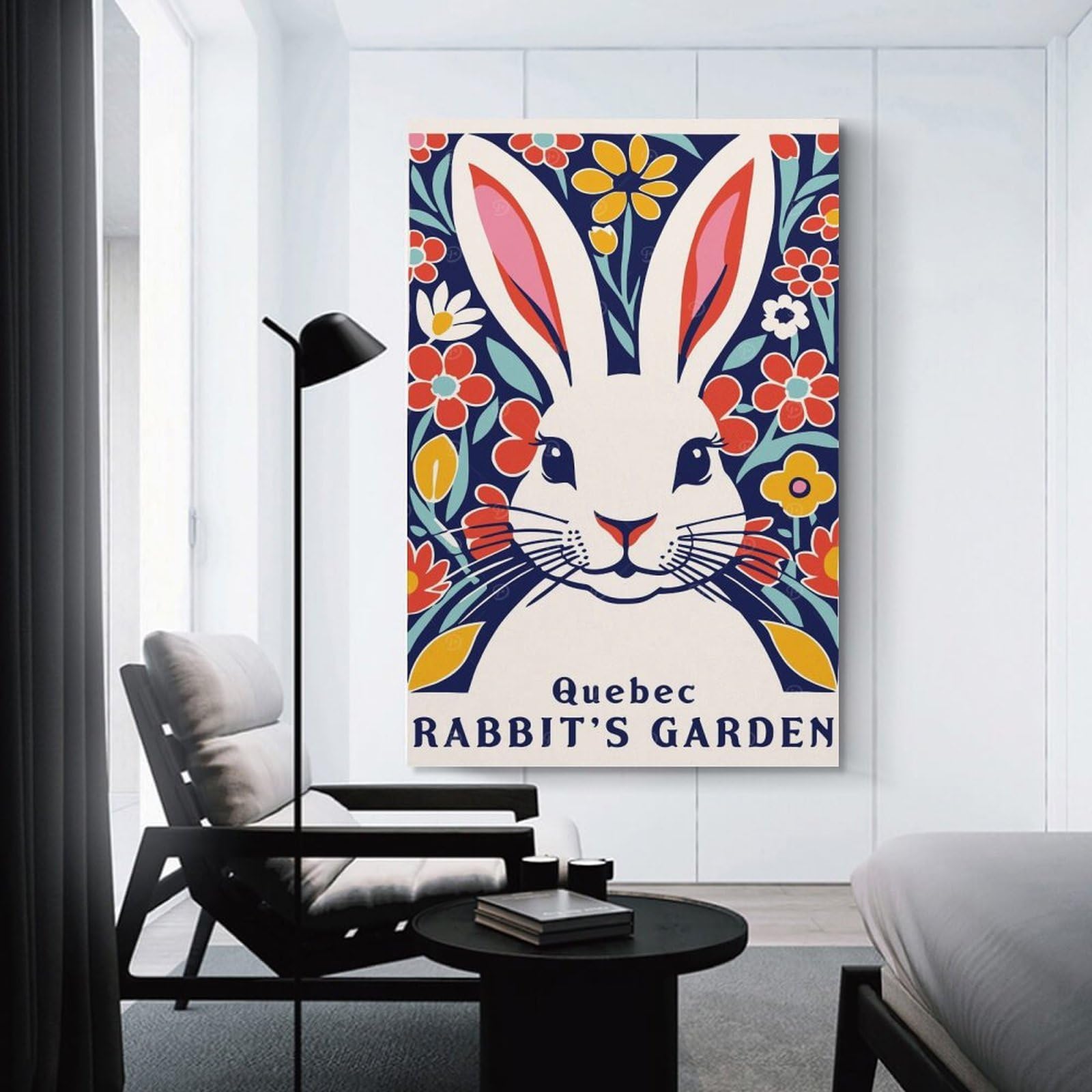 Junmoney Canvas Wall Picture Quebec Rabbits Garden, 08x12inch(20x30cm), for Gallery Wall Decor And Room Displays, Decorative Artwork with Flexible Styling