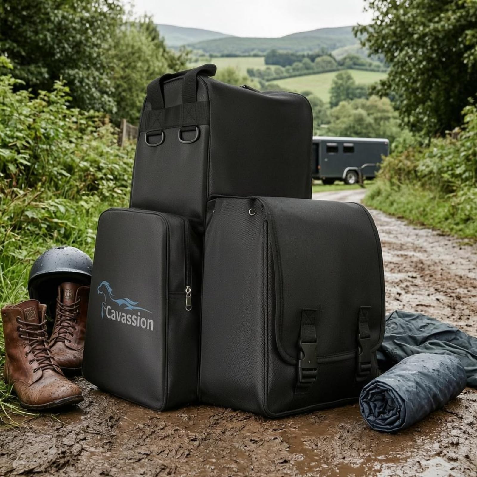 MagiDeal Borsa Equestre Organizzazione Attrezzatura Borsa Portaoggetti Borsa da Borsa da Maneggio con Struttura Rigida con E Cerniera Adatta per Spostamenti tra Lezioni di Equitazione