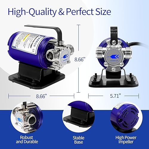 Miniatura 5 de Bomba eléctrica de transferencia de agua de 115 V 110 HP con kit de manguera en línea, bomba autocebante de drenaje de piscina portátil de 330 GPH