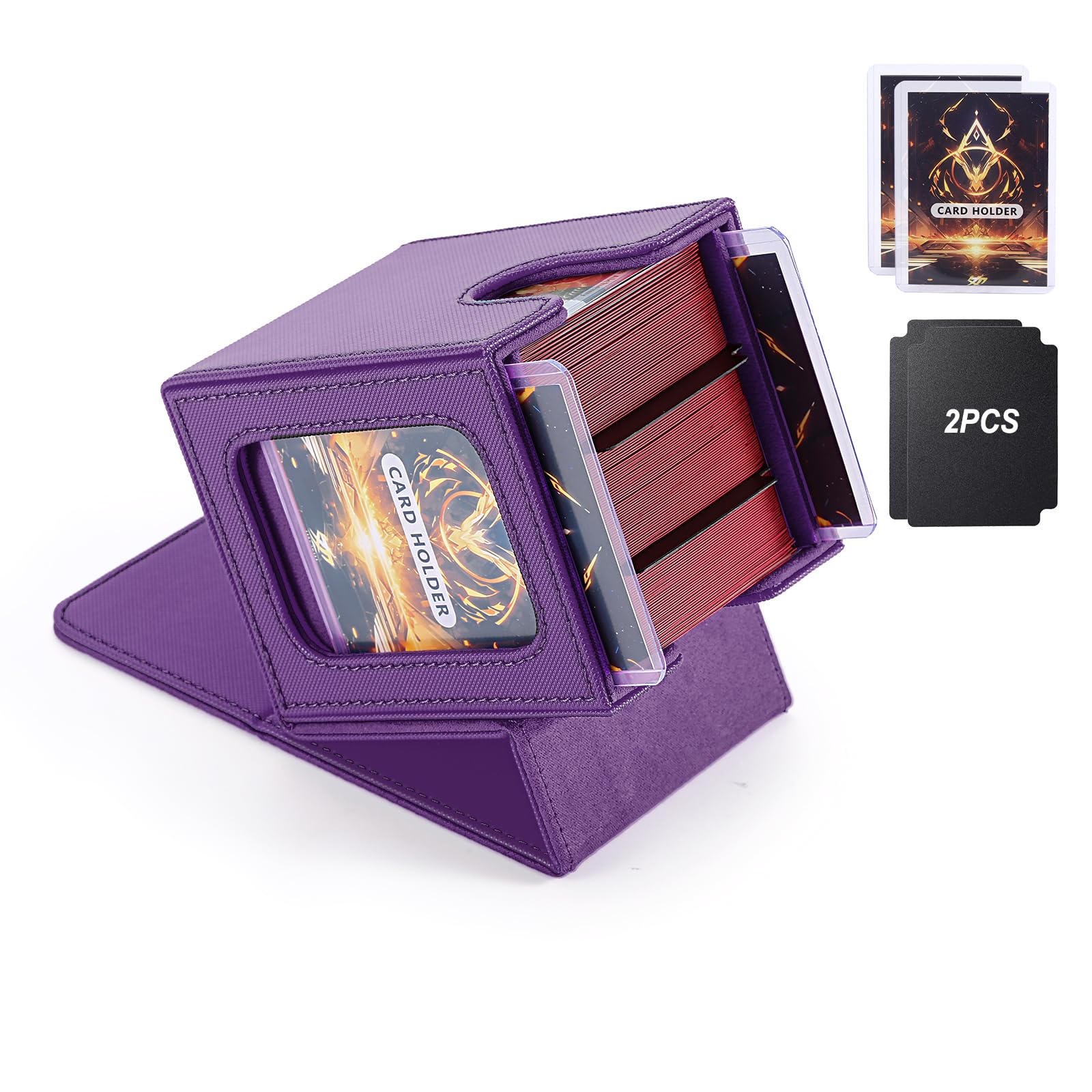 Stepane MTG Commander Deck Box for TCG with dual display windows,Purple — image 1