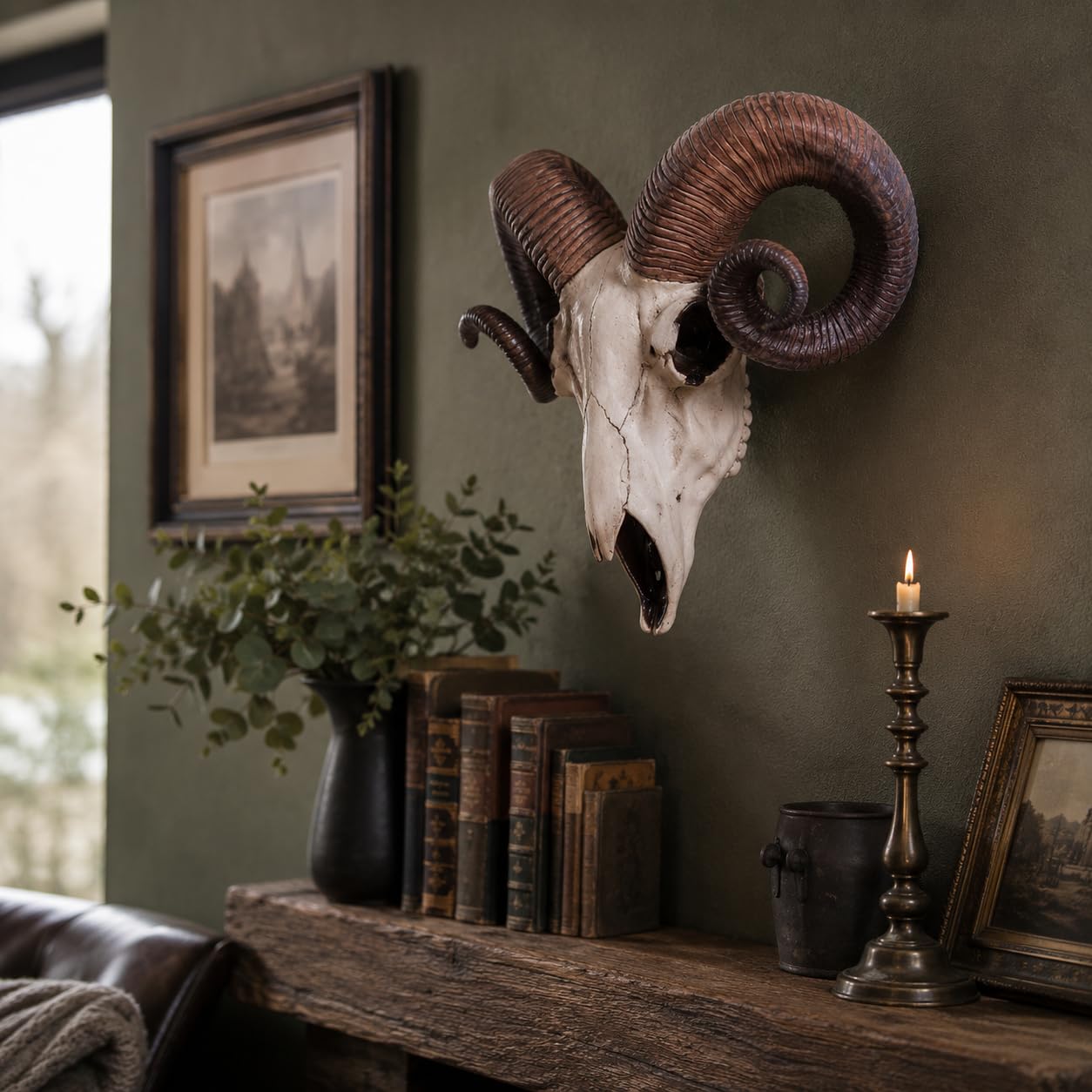 Nemesis Now Rams Skull - Placa de pared (tamaño mediano, 32,5 cm), color marfil