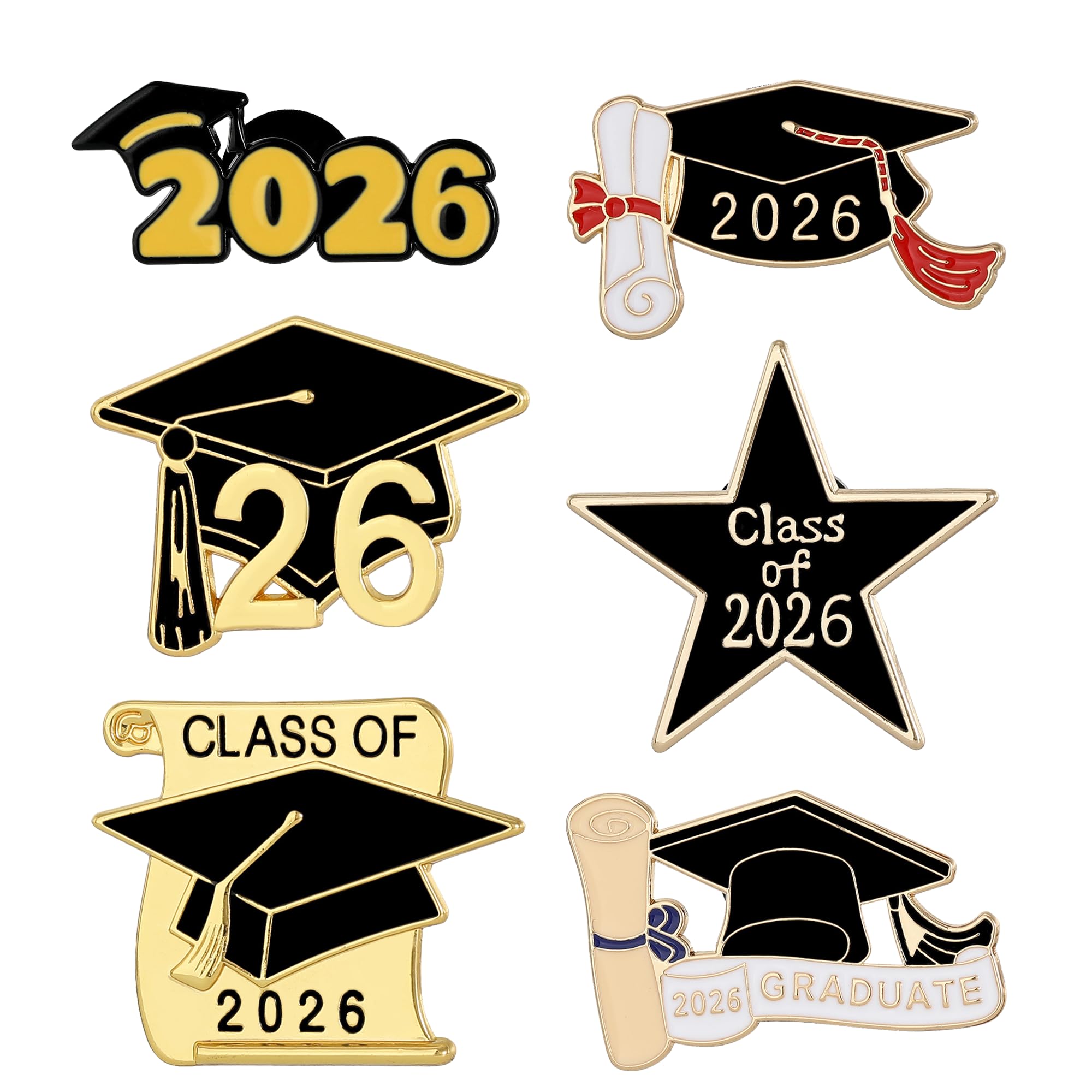 6/18/30 Pack 2026 Graduation Pins - Grad Pins Memorial Keepsake for Graduates, Gifts for Graduates, Class of 2026 Souvenir Pin for High School College Graduate Students, 2026 Lapel Pin