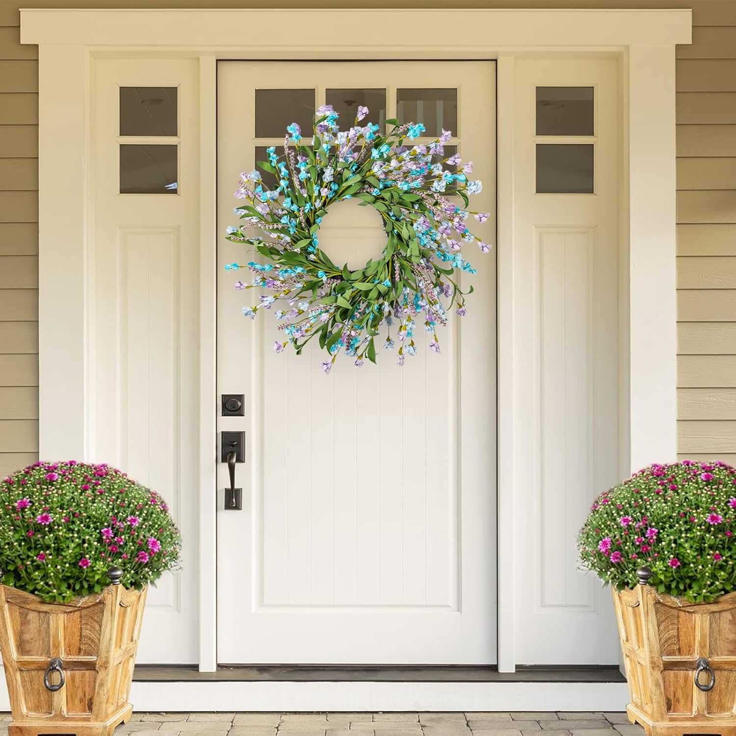 24'' Fall Wreaths for Front Door,Autumn Wreath,Spring Wreath,Decorations for Home Window Wall Porch Farmhouse Wedding Home Decor