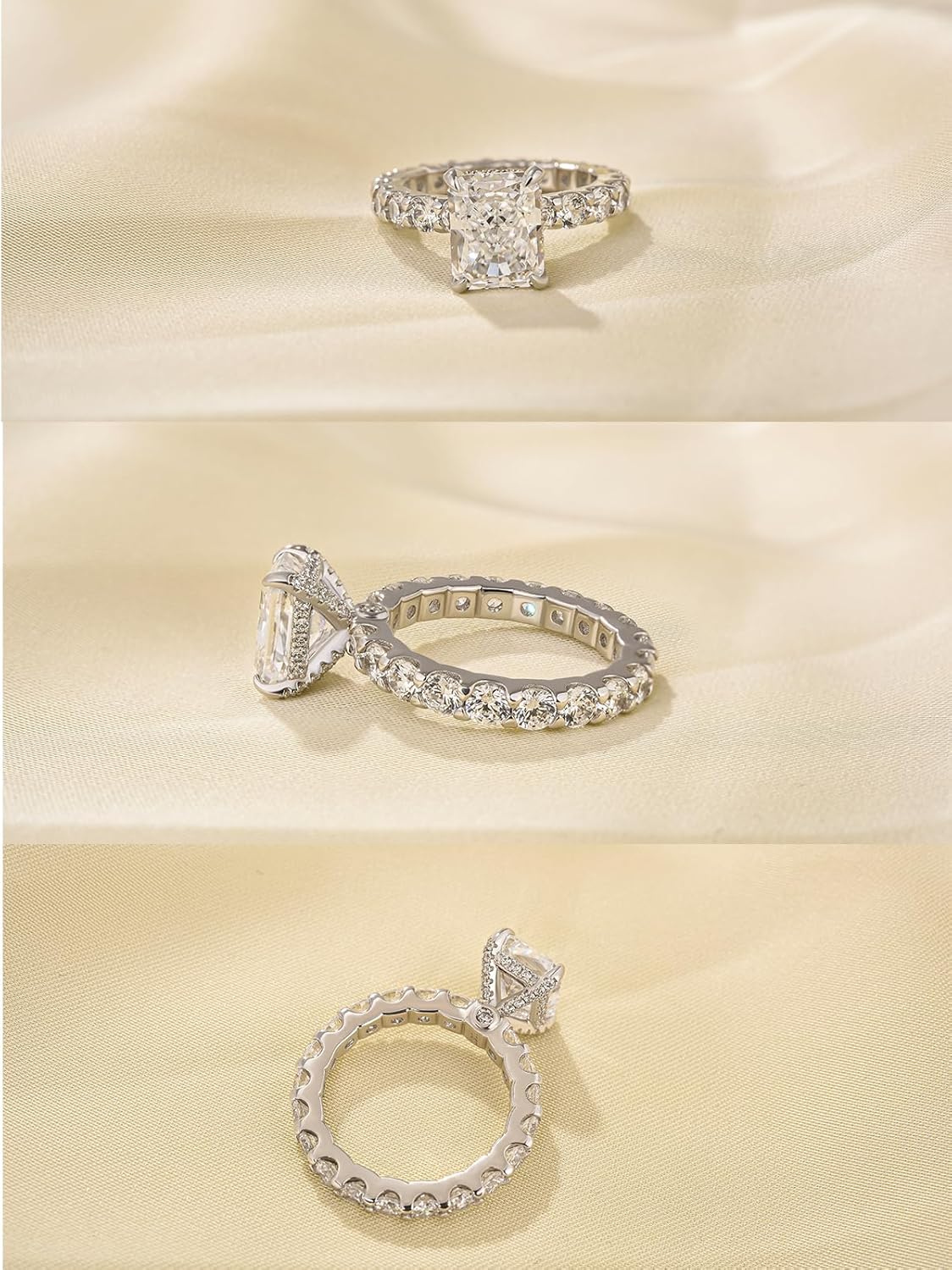 3 Carats Radiant Cut Engagement Ring for Women, S925 Silver AAAAA Grade Cubic Zirconia Promise Ring - Image 8