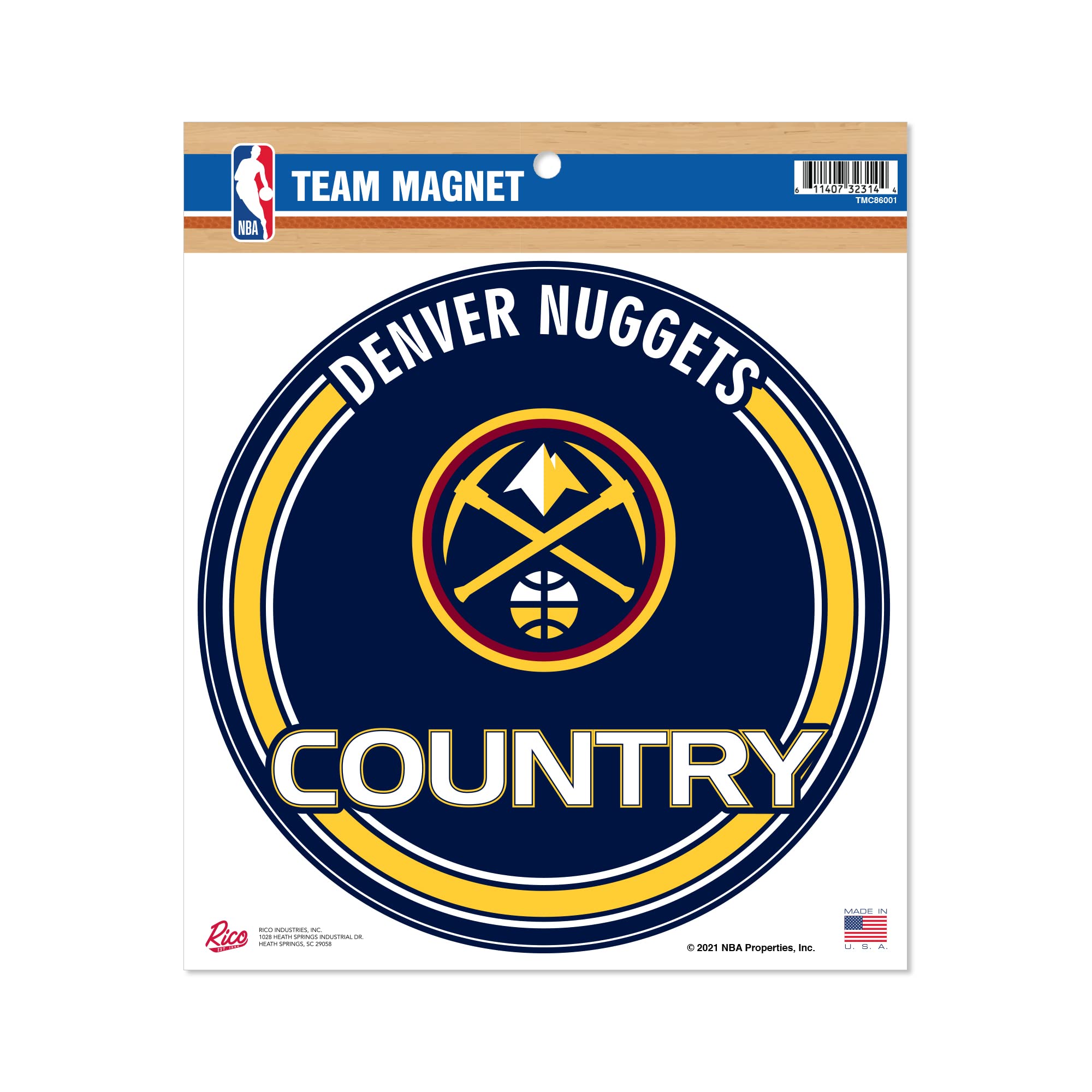 Rico Industries NBA Basketball Denver Nuggets 8" Round Magnet — image 1