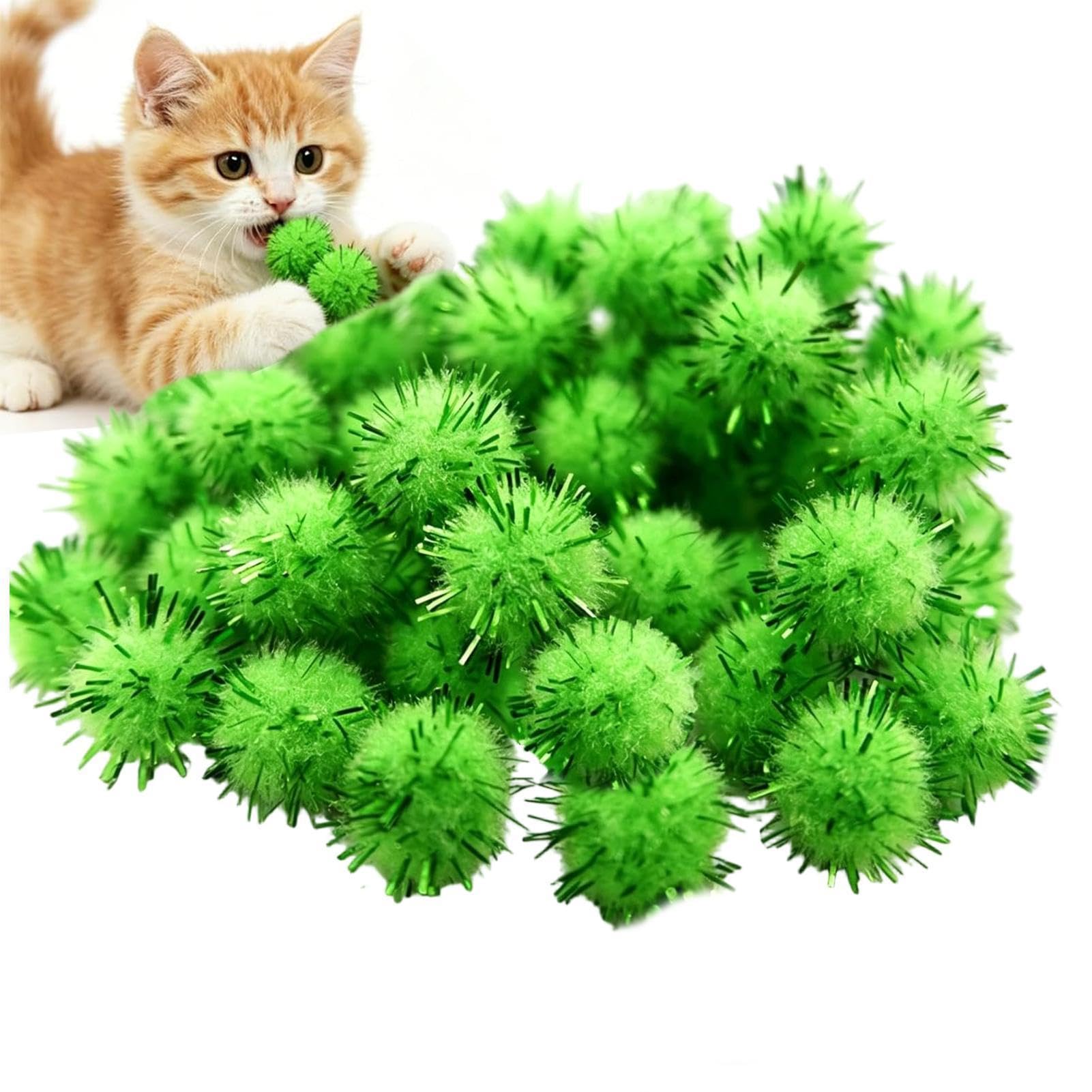 Pelota para Gatos Peluche Suave Mordedores Juguete Autónomo Verde