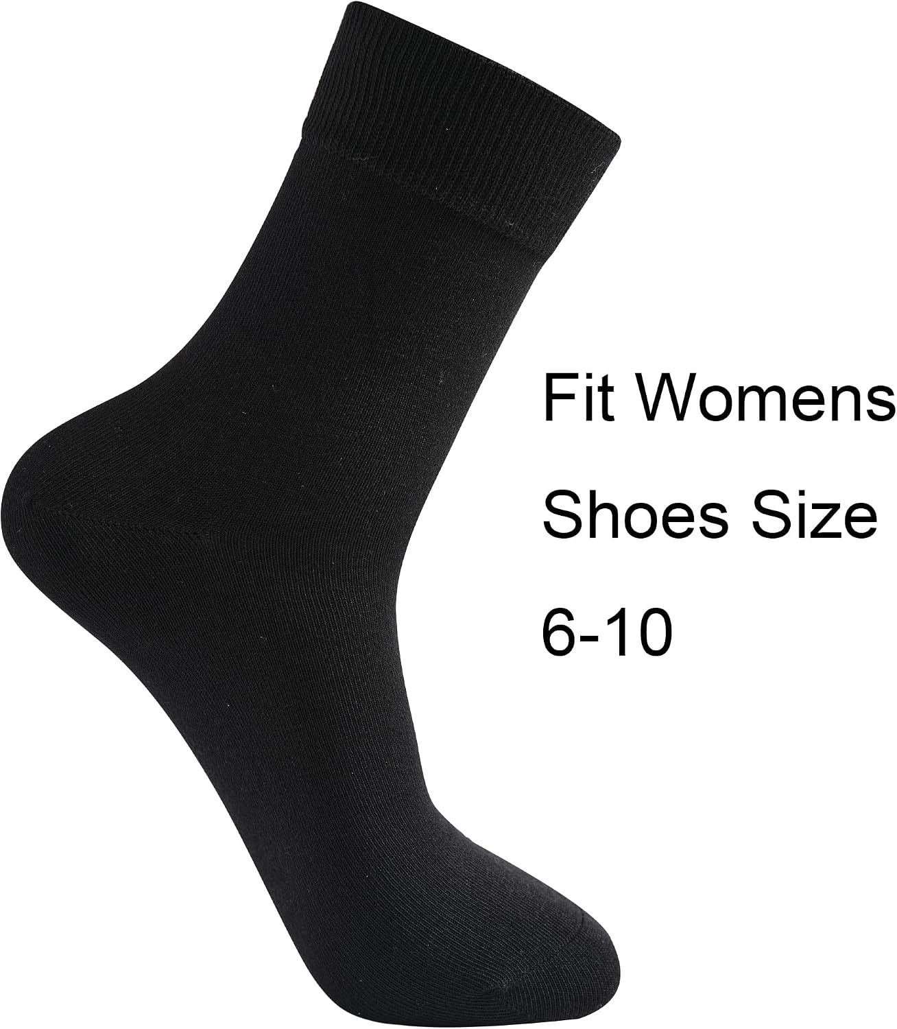Womens Black Quarter Crew Cotton Dress Socks Anti Stink Blister Resistant Seamless Moisture Wicking for Daily/Business Wear,6-Pack