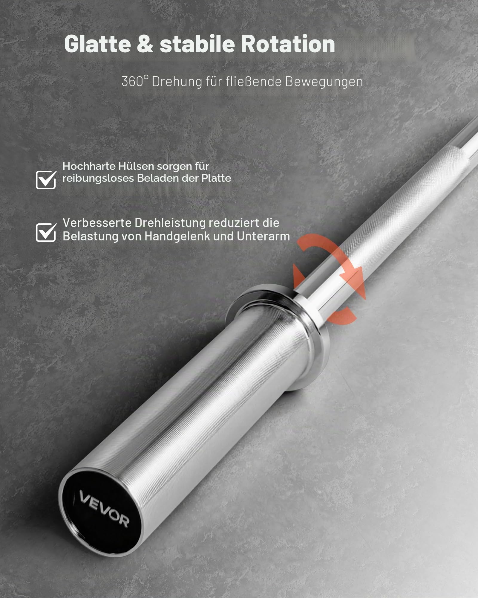 VEVOR Langhantelstange verchromte Zugstange 120 cm mit geriffeltem Griff für Krafttraining Gewichtheben Kniebeugen Kreuzheben Bankdrücken, Hantelstange für 5 cm Hantelscheiben mit 227 kg Tragkraft