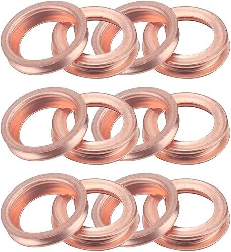 Ajxn 12 juntas de tapón de escape de automóvil, arandela de tornillo de drenaje de aceite de latón M12, OEM de repuesto 11026-01M02, compatible con