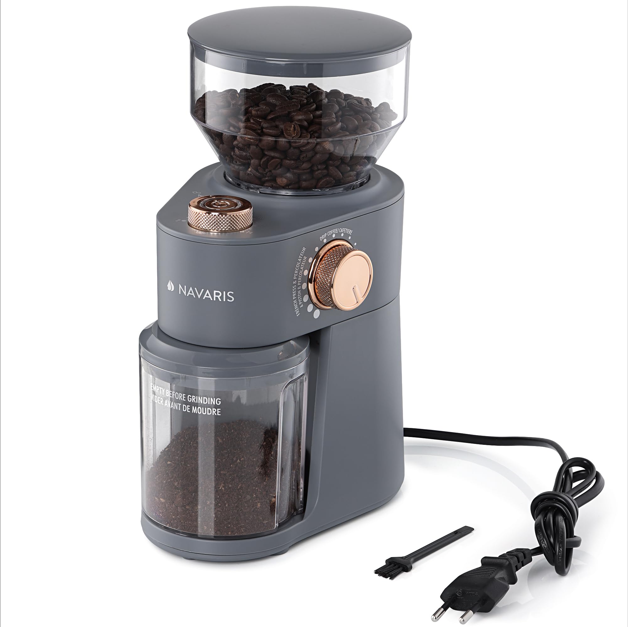 Macinacaffè Elettrico Navaris - Macina Chicchi Regolabile, 200W, Capacità 250g, Nero - Foto 2