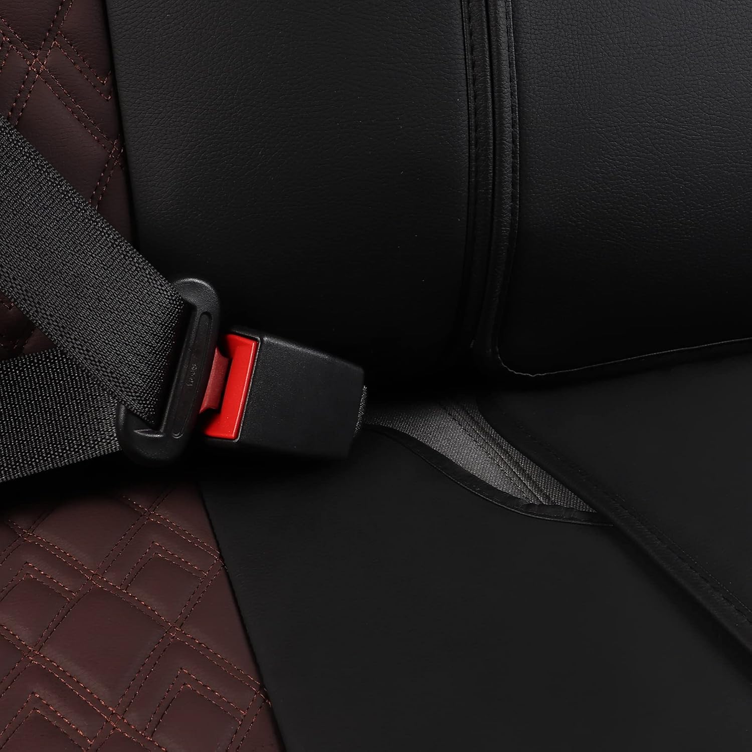 JOJOBAY Car Seat Covers for Dodge Ram 2 Pcs Front,Fit Ram 2009-2025 1500/2500/3500 Pick-up Truck,Crew,Regular,Quad,Mega Cab,Waterproof Leather Seat Covers Protectors（2PCS Front,Black-Brown）