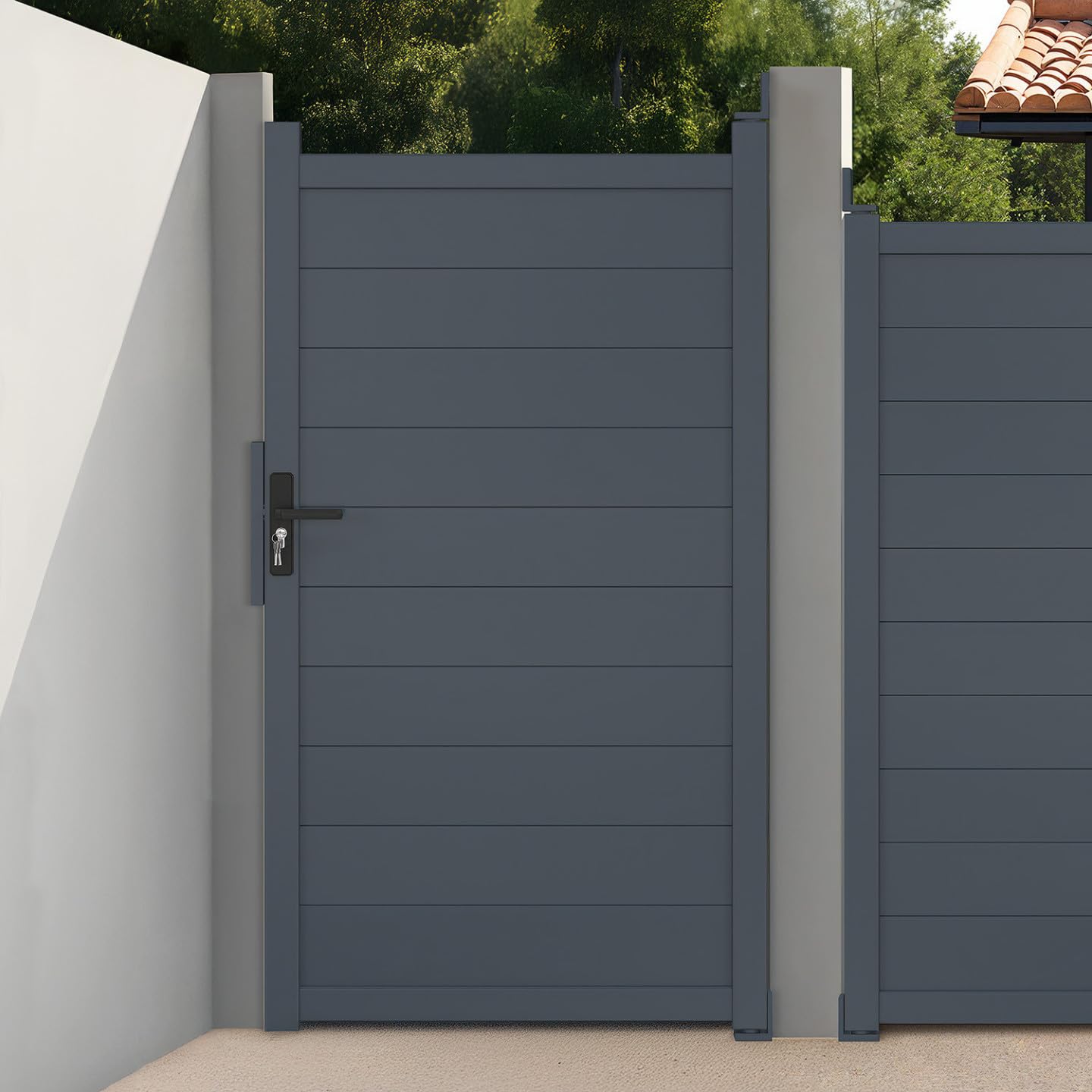 IDMarket - Puerta batiente de 100 x 180 cm de aluminio gris antracita