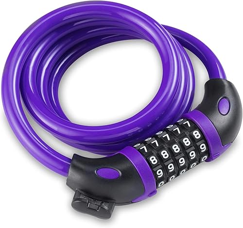 Miniatura 2 de Opaza Candado de bicicleta con código de 5 dígitos, cerradura de bicicleta de 3.9 ft4 pies, bloqueo de cable de combinación ligero y de seguridad