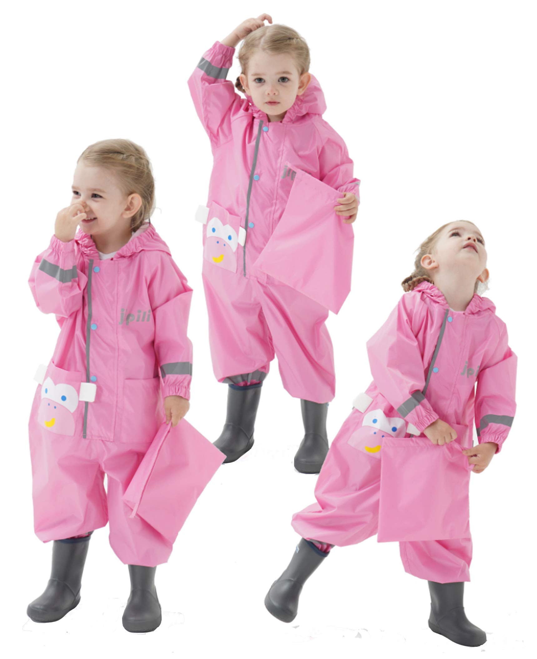Impermeables para Bebé Niñas Niños Chubasqueros Chaquetas Capa de Lluvia Encapuchado Mono de Bolsillo Patrón Animal Reflectante Abrigos Impermeables Unisex Bebé Infante Niños 1-8 Años