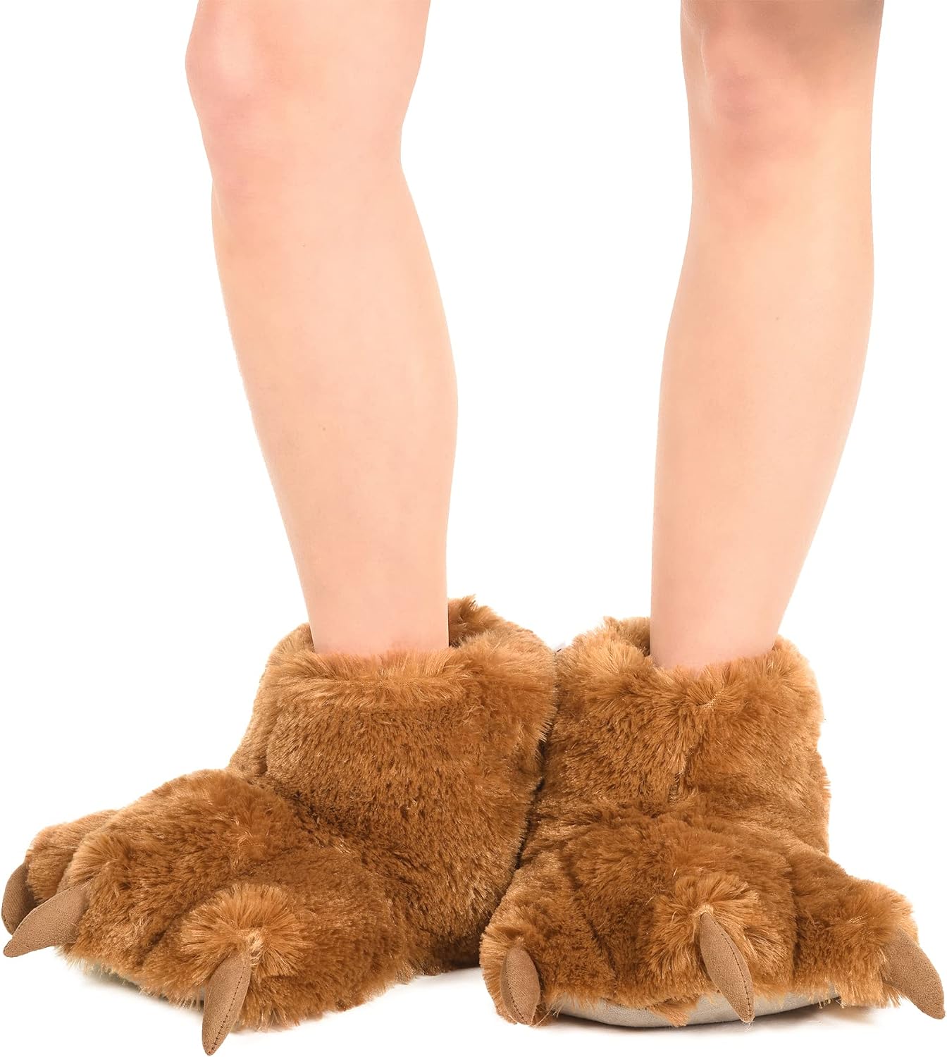 Lazy One Animal Paw Slippers for Kids and Adults, Cozy Furry Slippers