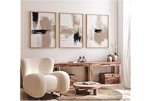 Joocrise Beige Abstract Wall Art Painting Set of 3