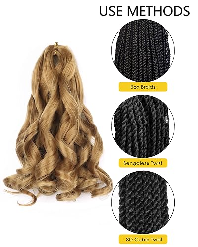 Miniatura 110 de Cabello rizado francés trenzado de 20 pulgadas, color 4, cabello rizado preestirado, 8 paquetes de trenzas de ganchillo para trenzas de caja