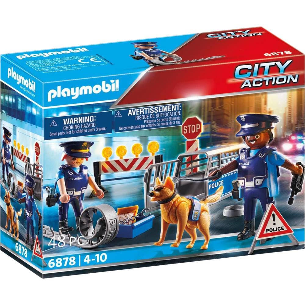 Playmobil6878 City Action Police Roadblock Police Gifting Toy Fun