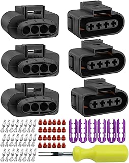 Ignition Coil Connector Repair Kit with Harness Plug & 0.3CM Space Take-up Tool Compatible with AUDI VW SKODA SEAT Replace 4B0973724 4B0 973 724, 6pcs