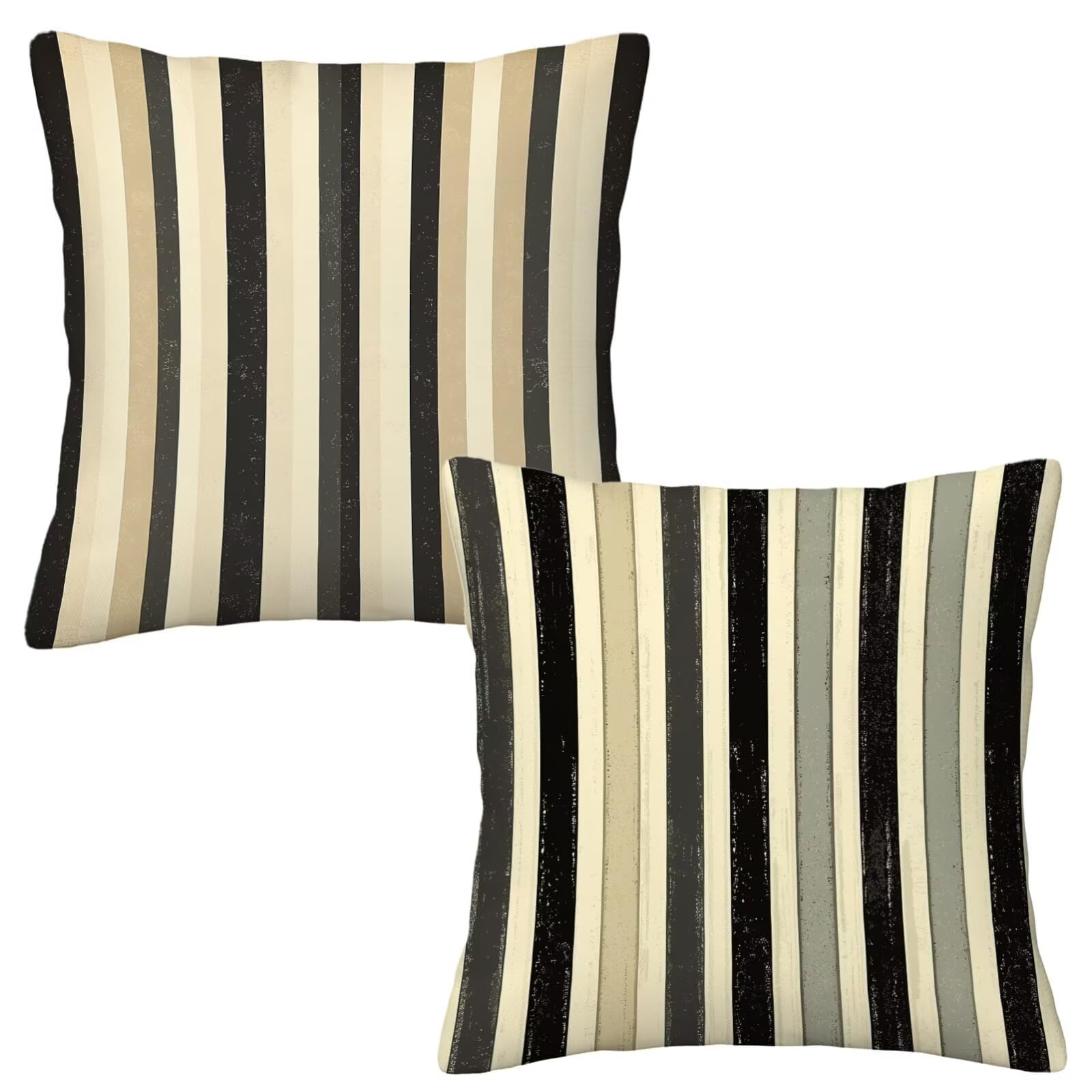 Set di 2 federe per cuscini in velluto a righe, 45,7 x 45,7 cm, double-face, con cerniera invisibile, morbide, marroni, per soggiorno, decorazione della casa