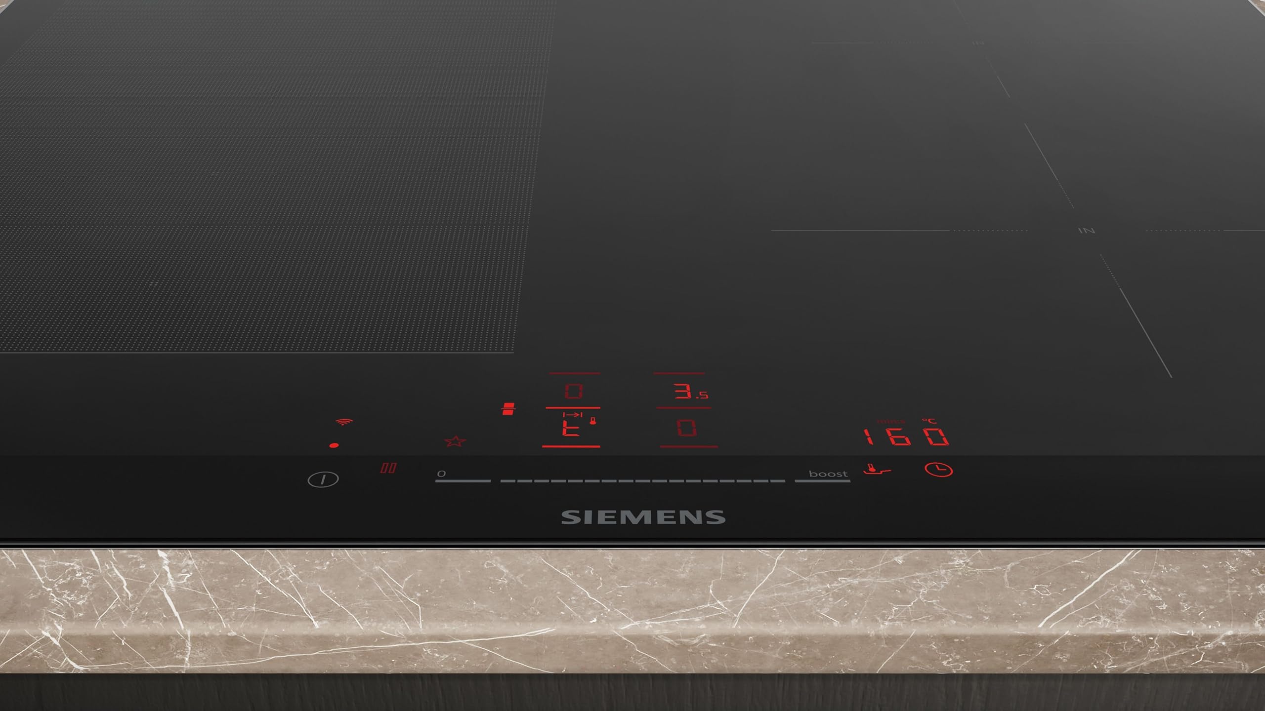Siemens EX675HEC1E iQ700 Plaque de cuisson à induction intelligente, 60 cm, noir, avec cadre, varioInduction, TouchSlider, capteur de rôtissage Pro – Friture sans risque de brûlure