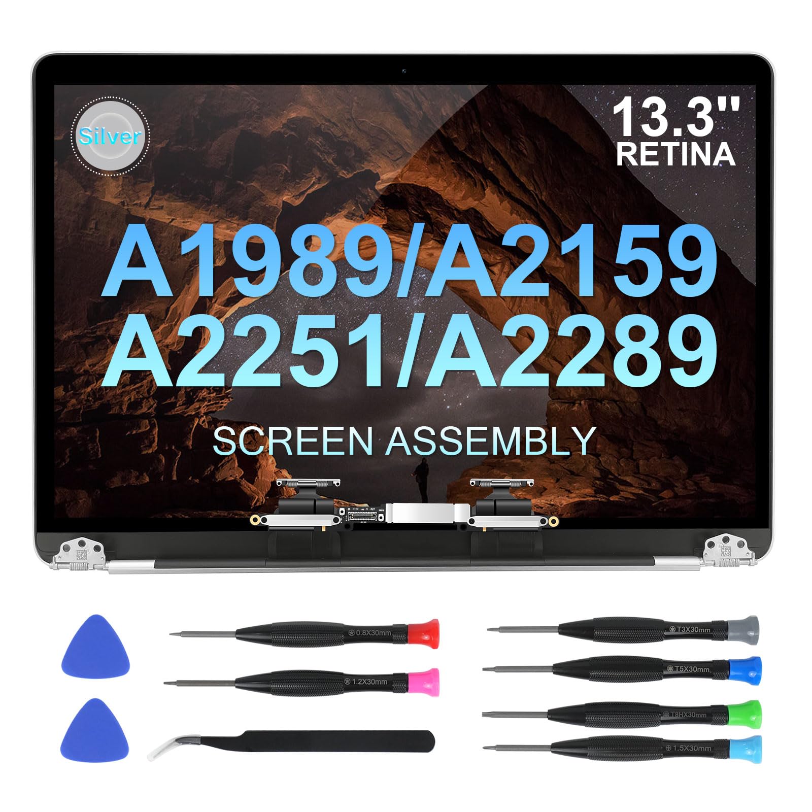 Replacement Screen 13.3" for MacBook Pro 13-inch 2018-2019-2020Year Retina Model?A1989 A2159 A2289 A2251? Model?EMC 3358 3214 3301 3348 3456? Full LCD Screen Display Assembly?Silver?
