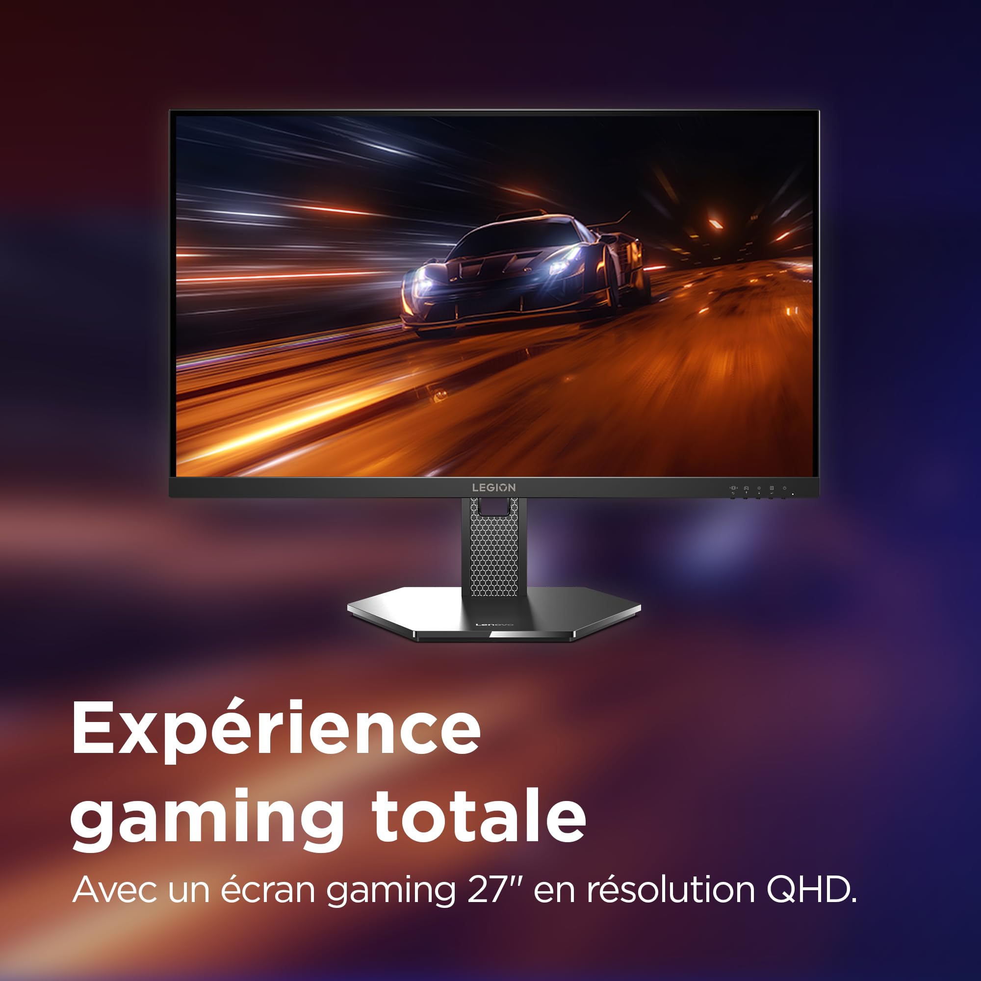 Lenovo Legion 27Q-10 - Écran Gaming de 27" QHD avec Eyesafe (IPS, 240Hz, 0.5ms, 2xHDMI+DP, AMD FreeSync Premium) - Réglage en Inclinaison - Noir - 3