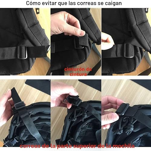 Vista 6 de REEBOW GEAR - Mochila táctica militar para hombres, mochila grande del ejército, paquete de asalto de 3 días, mochila Molle, Negro, Grande - 40 l