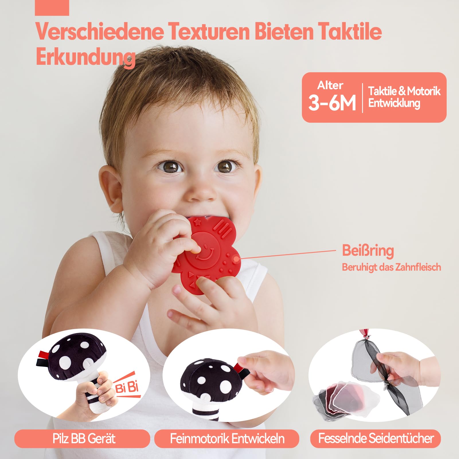 hahaland Baby Spielzeug 0-6 Monate - 30 TLG Schwarz-Weiß Kontrast Lernspielzeug Set, Montessori Sensorik Stoffbuch & Kinderwagen Hängespielzeug, Gehirnentwicklung Geschenk für 0 3 6 12 Monate
