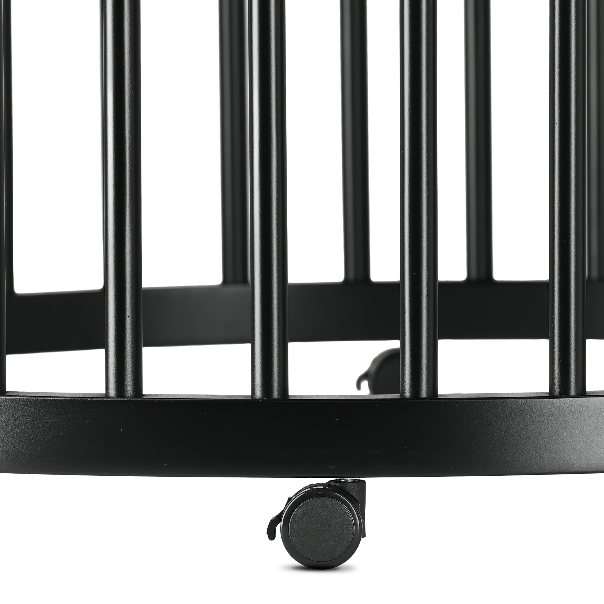 Deryan Willow Spielbox rund – Holz Laufstall für Babys – Inkl. Matratze – Schwarze Baby Playpen – Sicherer Indoor Spielplatz aus Holz - Schwarz