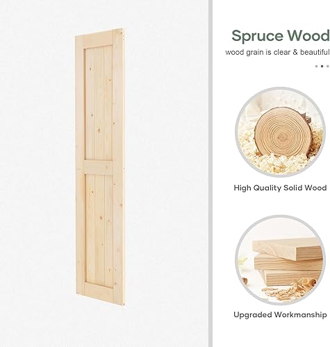 Miniatura 8 de Losa de puerta corrediza de madera de granero de 36 x 84 pulgadas (puerta doble de 18 x 84 pulgadas) con kit de herramientas de 6.6 pies, requiere