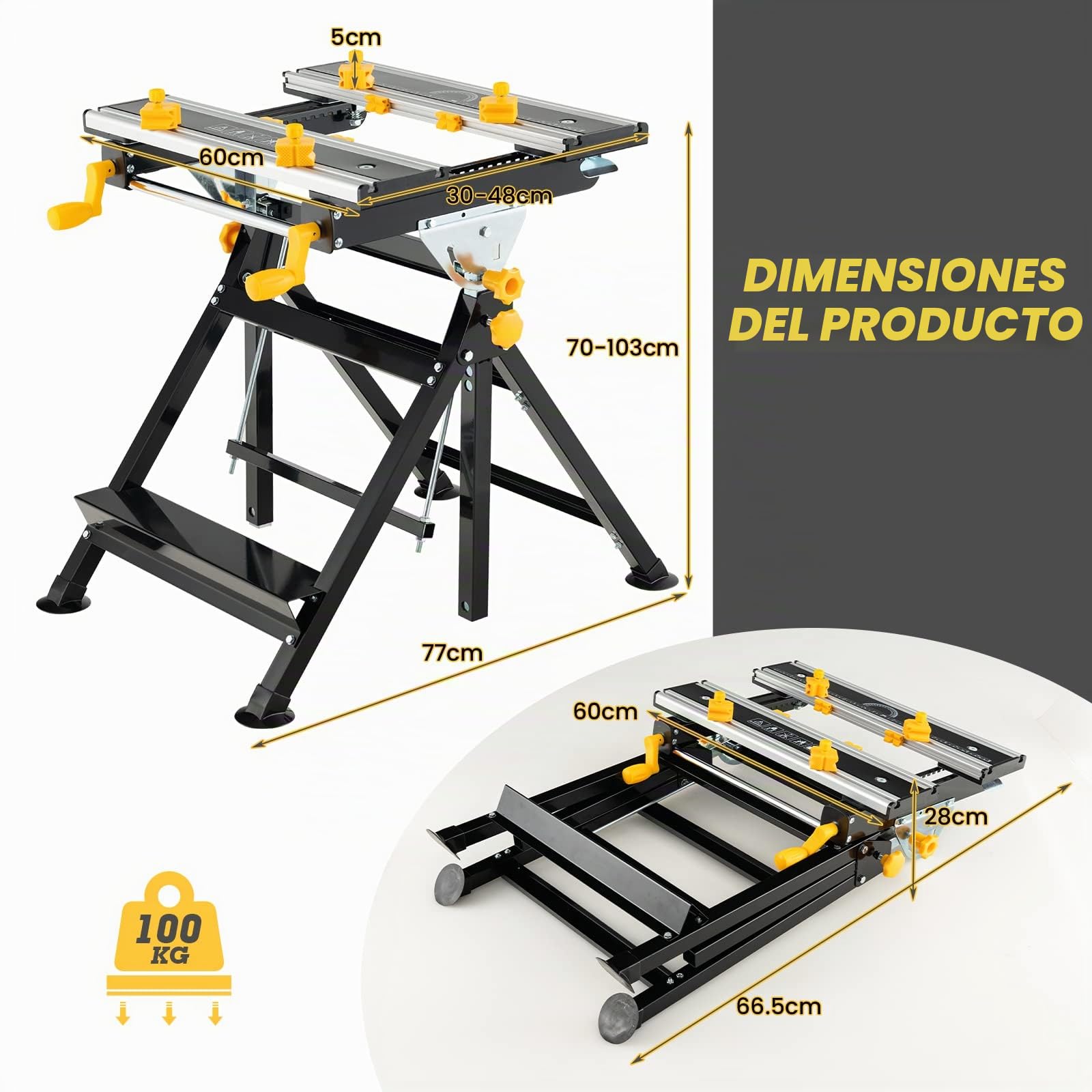 GOPLUS Banco de trabajo plegable,estación de trabajo con plataforma reclinable,7 alturas ajustables y 8 pinzas deslizantes,mesa de soldadura con transportador y regla para el hogar,garaje,taller