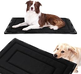 HOMBYS Chew Proof Foam Dog Bed 35"x22" with 14 Reinforced Metal Rivets, Indestructible Crate Pad for Medium/Large Dogs, Super Chew Resistant Fabric & Water Washable Kennel Mat, Black