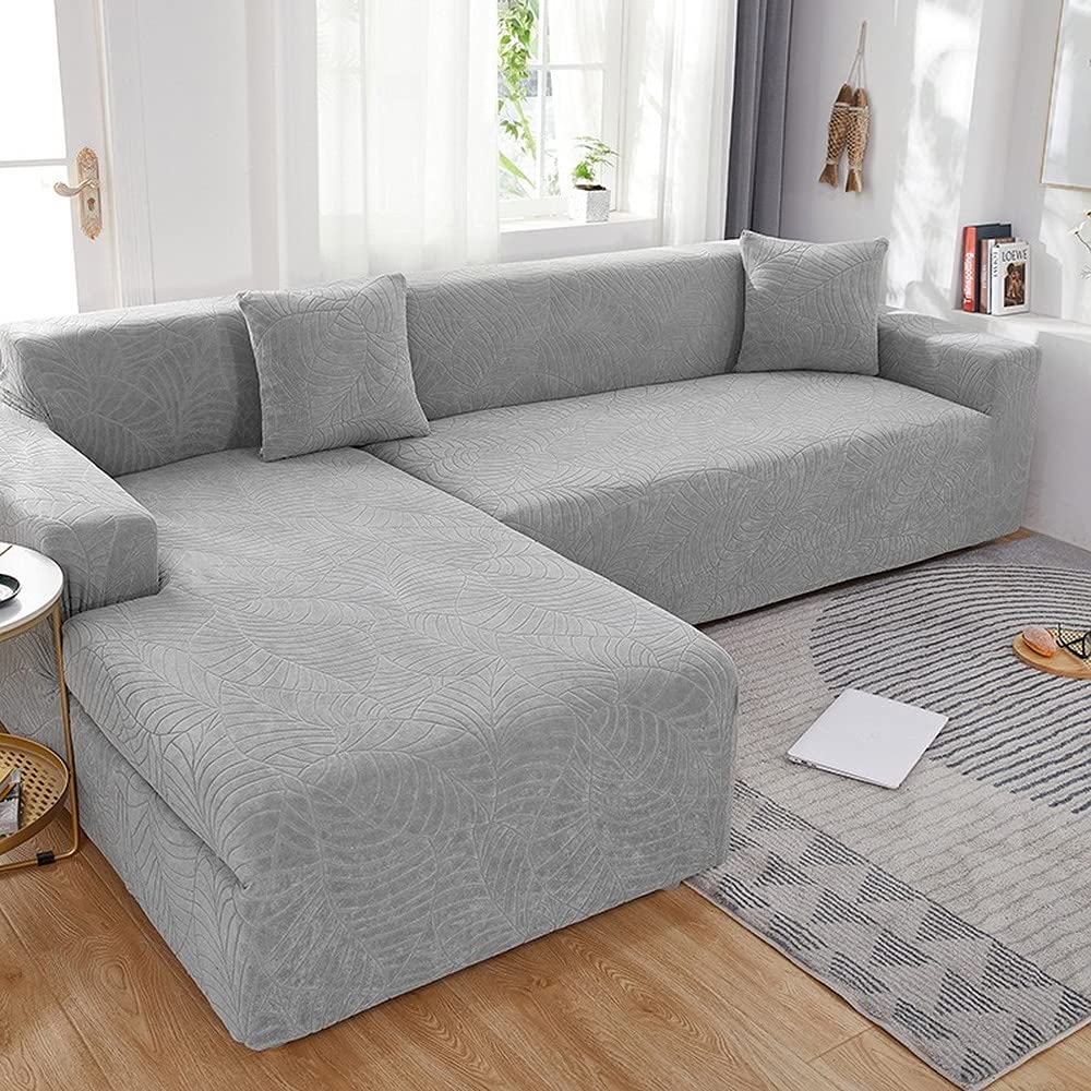 Wasserdichter dreidimensionaler Jacquard elastischer Sofabezug mit Prägung, Staubdichter Sofa überzug atmungsaktiv und bequem zu Hause (Light Grey,B-B 1-Seater 90-140cm)
