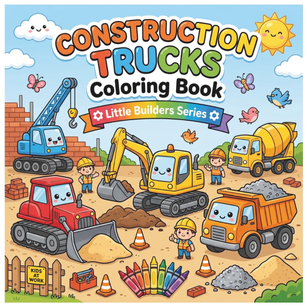 Construction Trucks Coloring Book (Little Builders Series)
