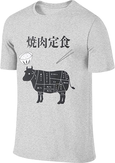 Amazon Co Jp メンズ 半袖tシャツ うし 牛 焼肉定食 おもしろ ティーシャツ 綿100 トップス コットン スポーツ 吸汗速乾 クルーネック カットソー ファッション 春夏秋 T Shirt 両面プリント おしゃれ カジュアル なつふく トレーナー 通気性 ホーム キッチン