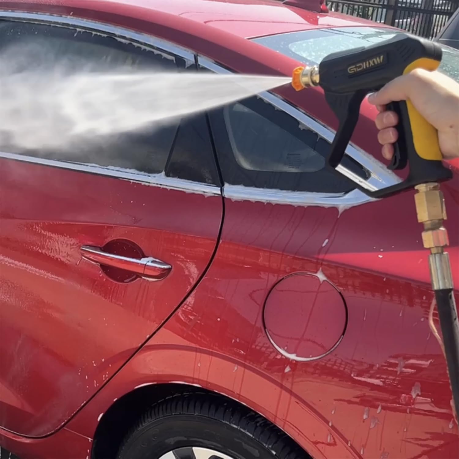 GDHXW Short Pressure Washer Gun with Quick Connection 5000PSI, Light Duty Foam Cannon Thick Foam Blaster, 5 Nozzle Tips,For Pressure Washer