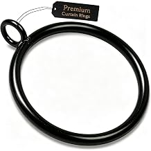Curtain Rings with Eyelet, Heavy Duty Metal Drapery Rings, 50 Pack Black | 4mm Thick Smooth Gliding Curtain Rings Apply for Up to 1.0 inch Curtain Rod
