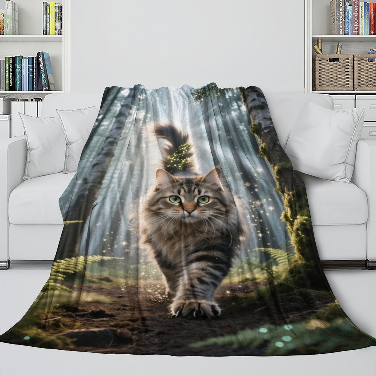 LXHASPIEO Norwegian Forest Cat Soft Fleece Blanket - Warm And Cozy Throws For Showing Your Accompany And Care - Birthday Gift for Hubby Boyfriend Girlfriend Neighbor 70x80inch(180x200cm)
