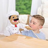 Vista 5 de Melissa & Doug – Marioneta de chef (Al Dente) con varilla de madera desmontable para juego de rol Chef Puppet Pepe