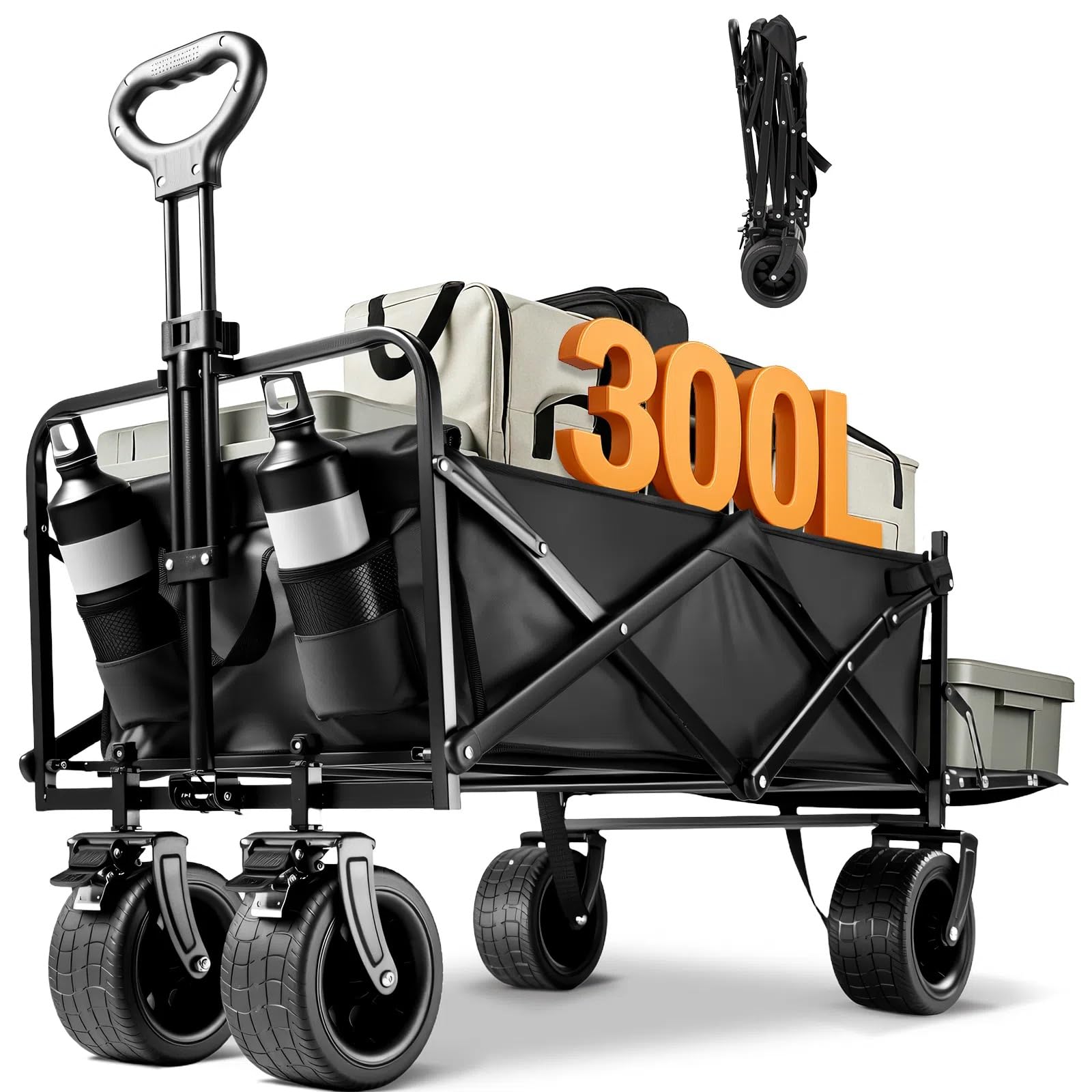 キャリーワゴン 300L大容量 長物対応 後部展開可 耐荷重250kg キャンプ Amazon.co.jp: Aasnsn キャリーワゴン 【300L大容量 長物対応