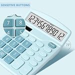 Basic Standard Calculators 12-Digit, Desktop Calculators with Big Button | Standard Function Calculator with Large LCD Display for Office, Home & Business Use, Automatic Sleep (Blue)
