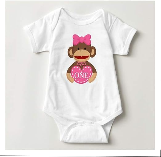 Personalized Girly Monkey Baby Bodysuit Clothing, Shoes
