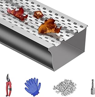 Seeutek Gutter Guard 5 inch - Heavy Duty Aluminum Gutter Leaf Guard with Easy On Design, DIY Gutter Cover System, 16pcs 40" Total Length 54 FT