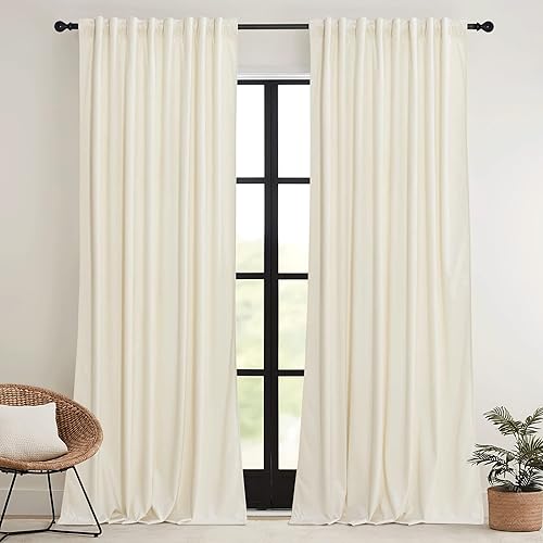 Miniatura 9 de RYB HOME Cortinas de terciopelo gris de 84 pulgadas  Cortinas opacas súper suaves con aislamiento térmico, paneles de ventana de bloqueo de calor
